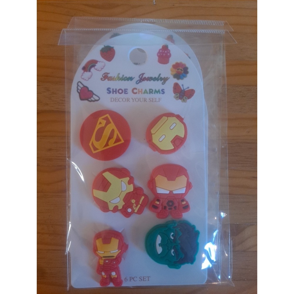 DC Comics Marvel Superhero Shoe Charms New Set Of 6 Ironman Hulk Superman